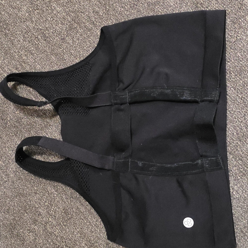 Zella Black Mesh Athletic Open Back  Tank - Picture 3 of 6